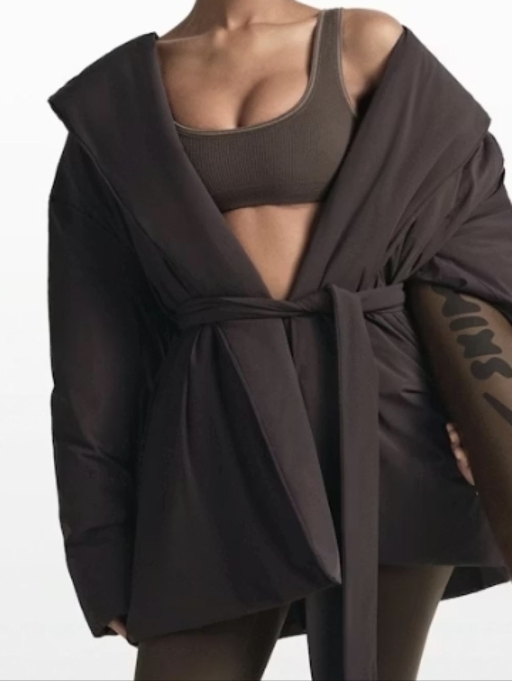 NikeSKIMS Ribbed Seamless Micro Scoop Bra in Dark Brown Taupe XL-XXL
